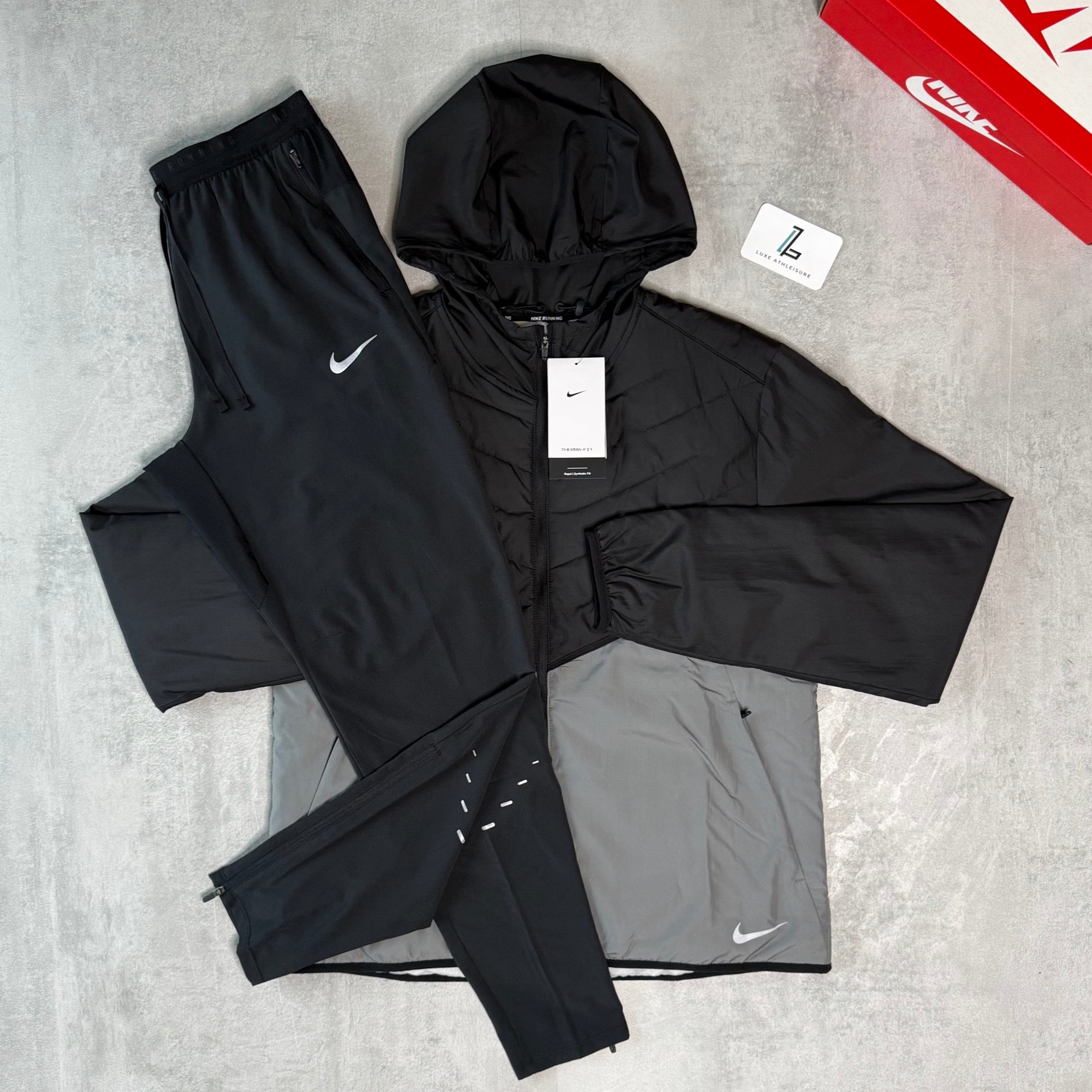 NIKE THERMA-FIT JACKET SET ‘BLACK/GREY’